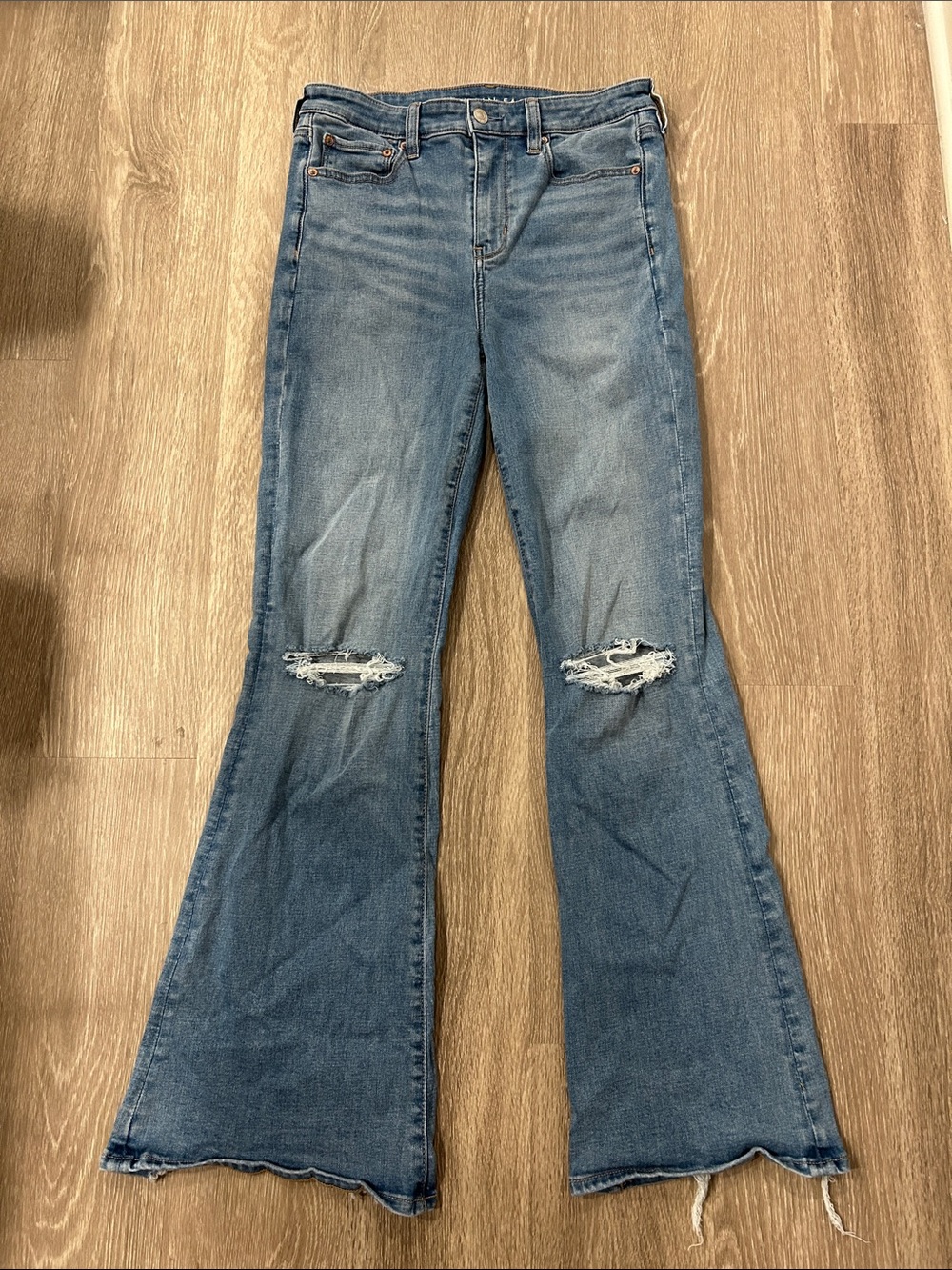 American Eagle Outfitters - Distressed Super High-Rise Flare Jeans
